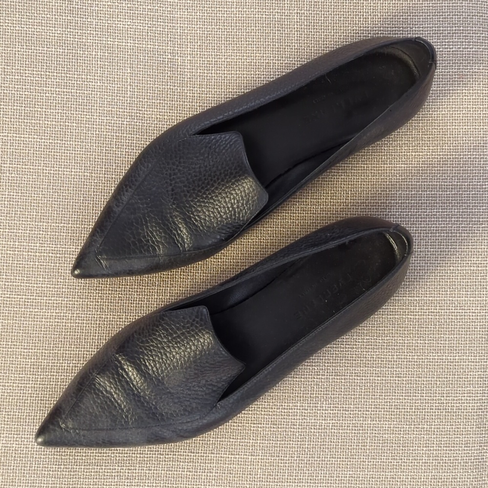 Everlane The Boss Black Leather Flat Size 8.5